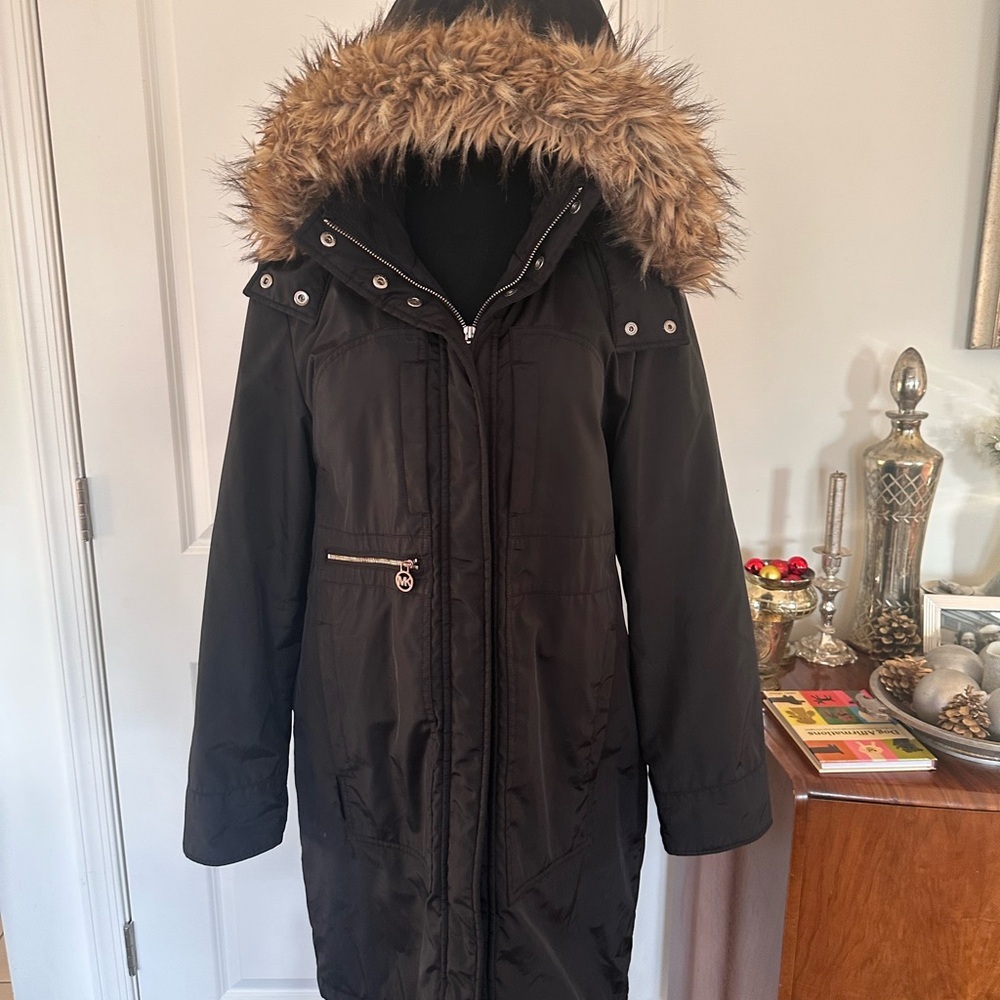 MICHAEL MICHAEL KORS Women’s Black Full Zipper Hooded Coat - L